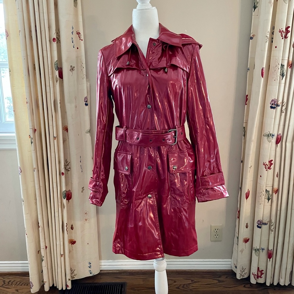 Red burberry backworth rain jacket